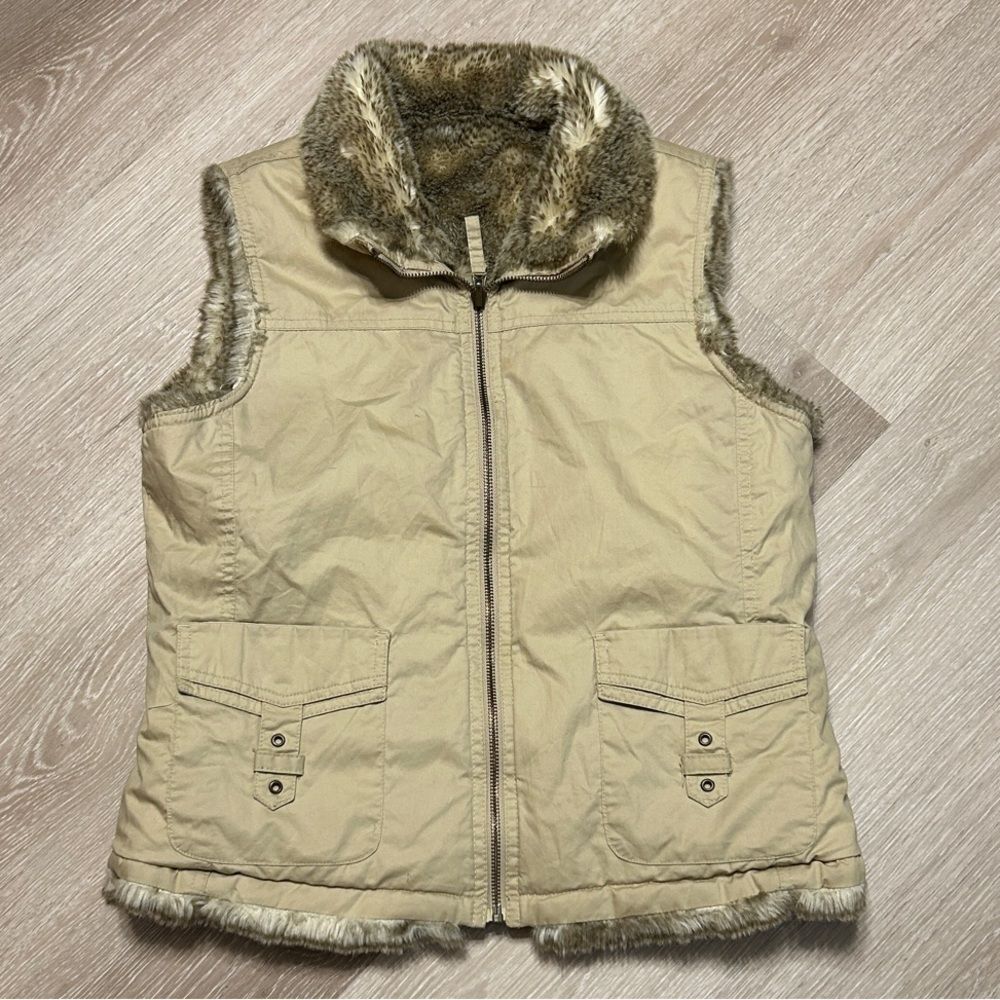 Old Navy Women's Tan Faux Fur Reversible Vest